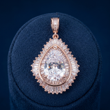 Rose Gold Pear & Baguette Crystal Pendant Ivanah Silver