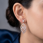 Elegant Rose Gold Swirl & Cluster Statement Drop Studs Ivanah Silver