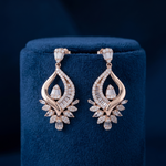 Elegant Rose Gold Swirl & Cluster Statement Drop Studs Ivanah Silver