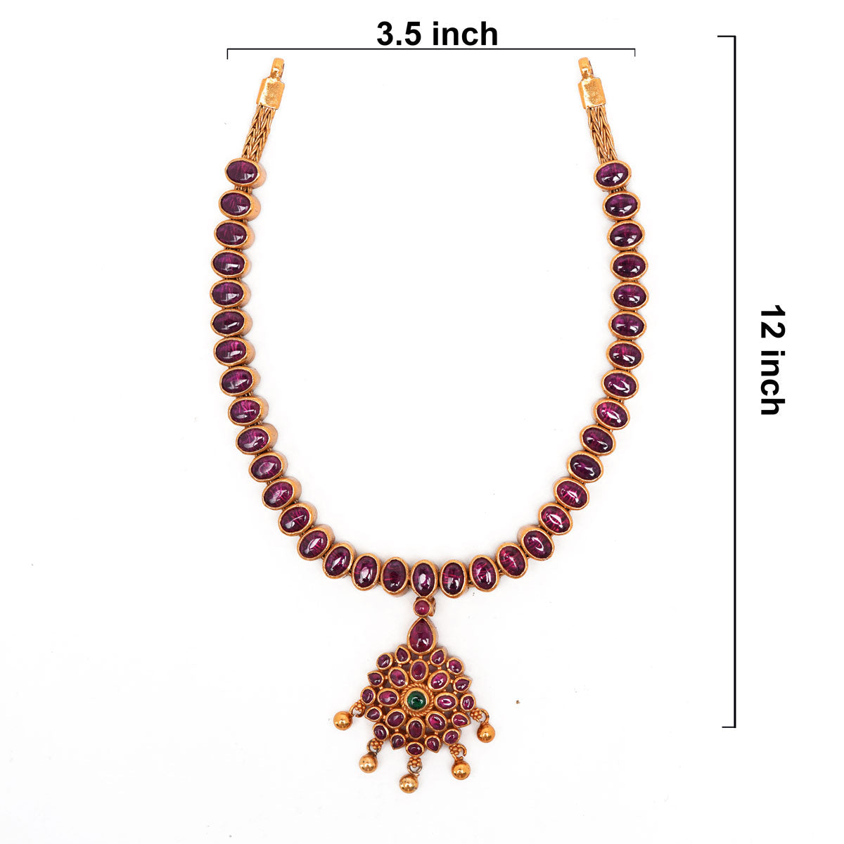 92.5 Silver Gold Plated Ruby Kemp Necklace with Floral Pendant Ivanah Silver