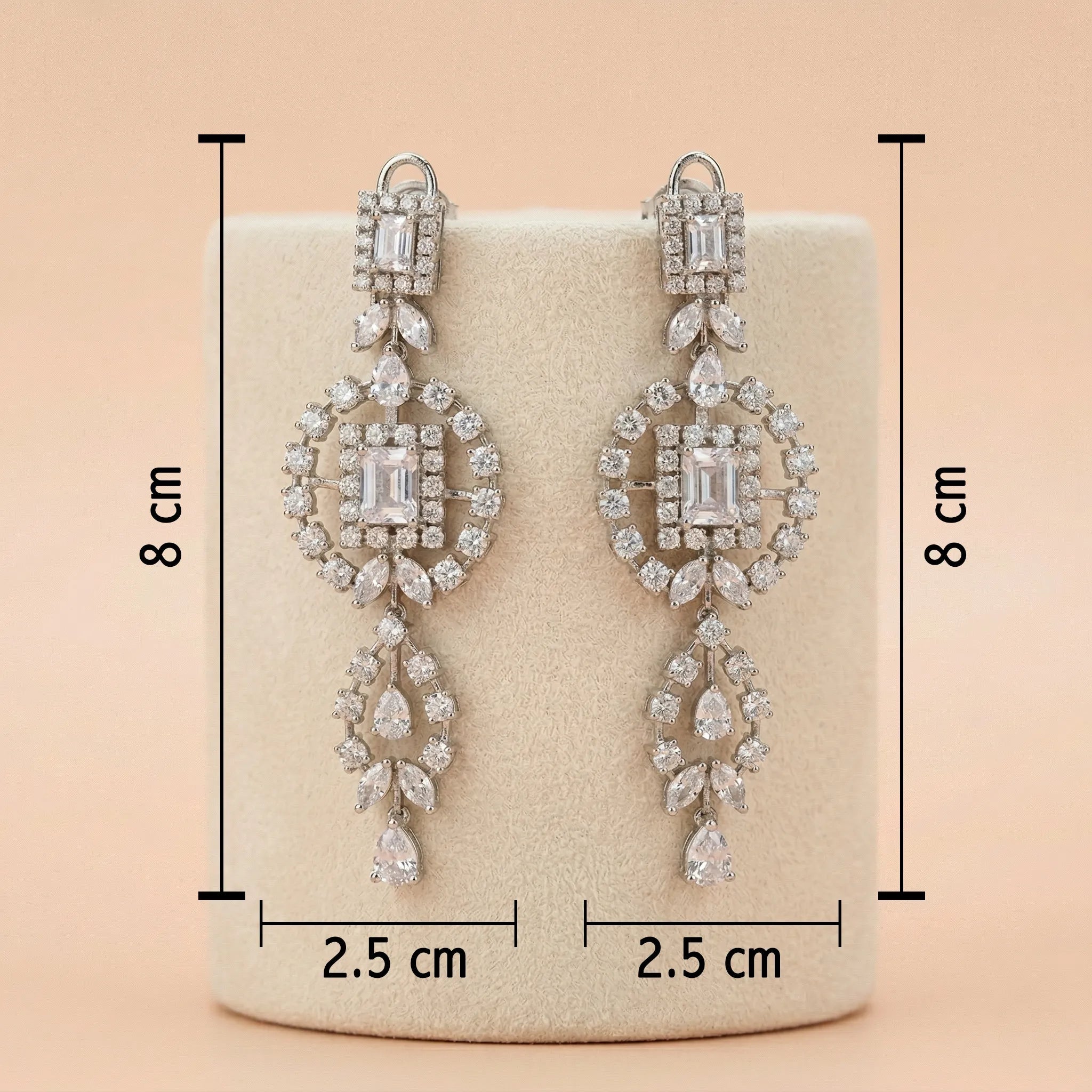 92.5 Silver White Gold-Plated CZ Chandelier Drop Dangler Ivanah Silver