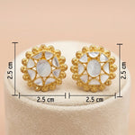 Gold-Plated 92.5 Silver Circular Sunburst Inlay Stud Ivanah Silver