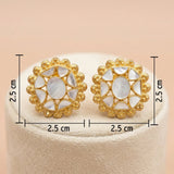 Gold-Plated 92.5 Silver Circular Sunburst Inlay Stud Ivanah Silver