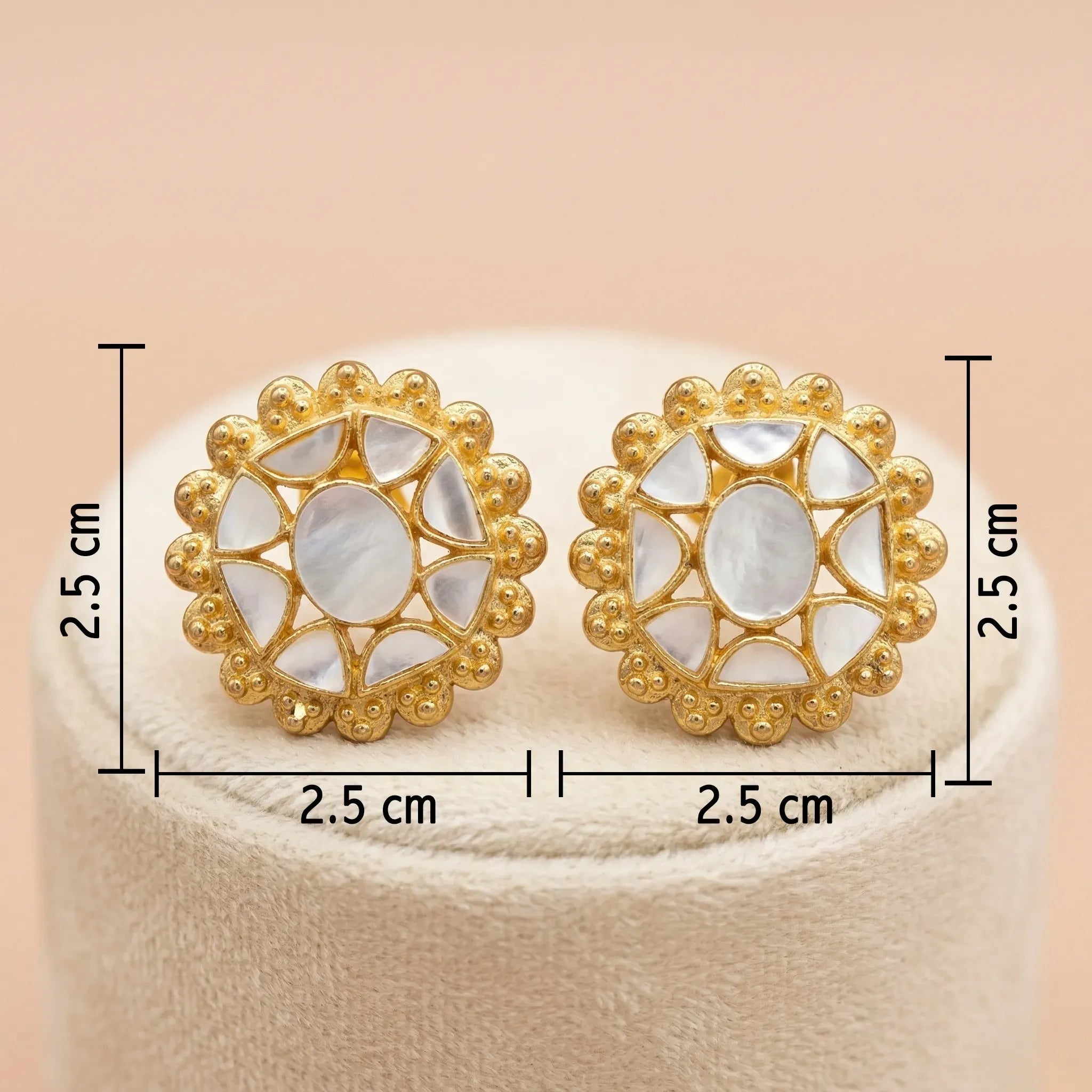 Gold-Plated 92.5 Silver Circular Sunburst Inlay Stud Ivanah Silver