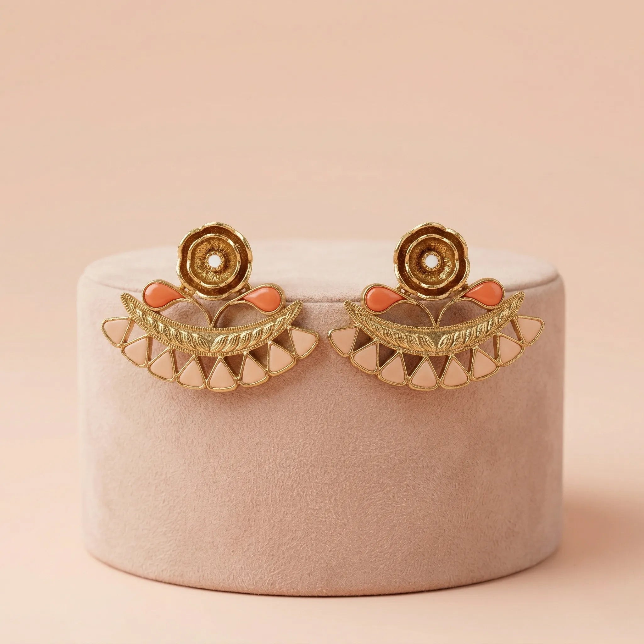 92.5 Silver Gold-Plated Floral Crescent Stud Ivanah Silver