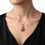 Elegant Rose Gold Peacock Pendant with Multi-Color Gemstones Ivanah Silver