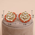 92.5 Gold-Plated Silver Coral Bead Stud Ivanah Silver