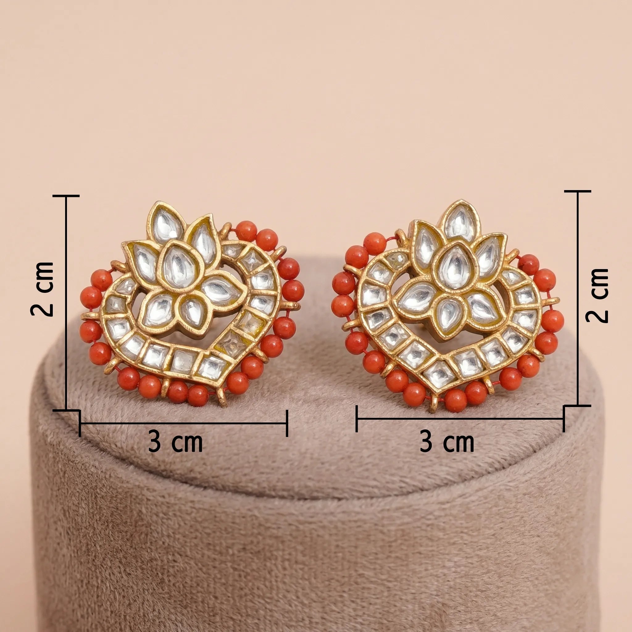 92.5 Gold-Plated Silver Coral Bead Stud Ivanah Silver