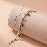 Emerald Glow Dangle Bracelet Ivanah Silver