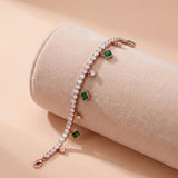 Emerald Glow Dangle Bracelet Ivanah Silver