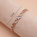 Enamel Butterfly Bracelet with CZ Geometric Links Ivanah Silver