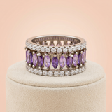 Elegant Purple Marquise Eternity Ring Ivanah Silver