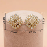 92.5 Silver Gold-Plated Champagne Square Halo Stud Ivanah Silver