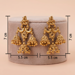 Antique Gold Divine Krishna Triple Jhumka Chandelier Earrings Ivanah Silver