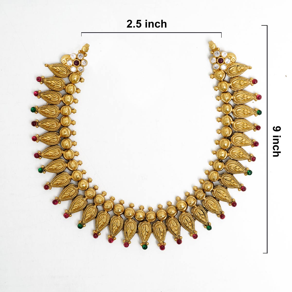 92.5 Silver Gold-Plated Mango Mala with Kemp Stones Ivanah Silver