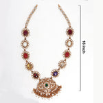 92.5 Silver Gold Plated Navaratna Style Floral Heritage Necklace Ivanah Silver