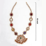 92.5 Silver Gold Plated Navaratna Style Floral Heritage Necklace Ivanah Silver
