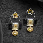 92.5 Silver Midnight Bloom  Dual-Tone Oxidized Statement Earrings Ivanah Silver