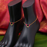 92.5 Silver Lotus Gold Plated Anklets