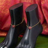 92.5 Silver Flower Gold Plated Anklets