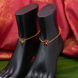 92.5 Silver Flower Gold Plated Anklets