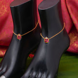 92.5 Silver Drop Gold Plated Anklets