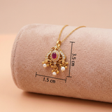 Traditional Antique Gold-Toned Ruby-Red Stone Pendant Ivanah Silver