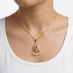Traditional Gold-Toned Teardrop Ruby-Red Stone Pendant Ivanah Silver