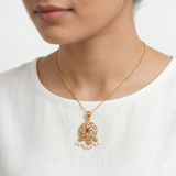 Traditional Gold-Toned Floral Mandala Pendant Ivanah Silver