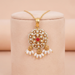 Traditional Gold-Toned Floral Mandala Pendant Ivanah Silver