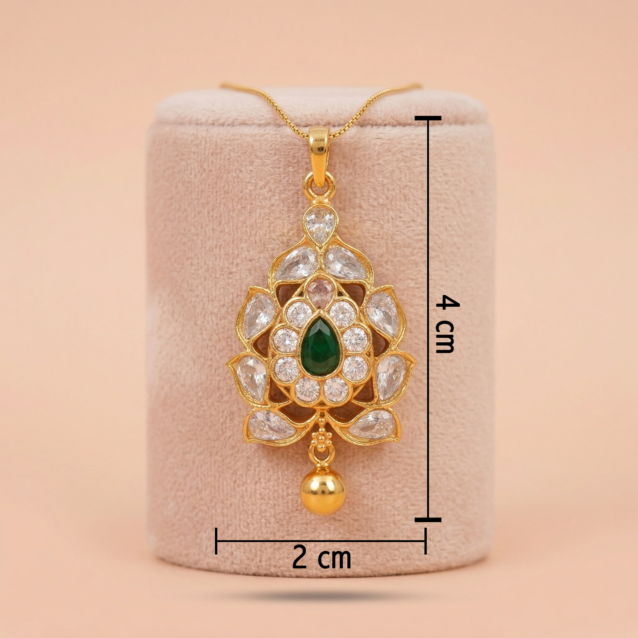 Ornate Gold-Toned Lotus Motif Pendant Ivanah Silver
