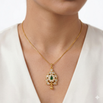 Ornate Gold-Toned Lotus Motif Pendant Ivanah Silver