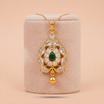 Ornate Gold-Toned Lotus Motif Pendant Ivanah Silver
