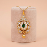 Ornate Gold-Toned Lotus Motif Pendant Ivanah Silver