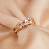 92.5 Silver Rose Gold Dual Heart Connector Ring with CZ Bridge Ivanah Silver