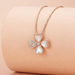 92.5 Rose Gold Mother of Pearl Clover Chain With Pendant Ivanah Silver
