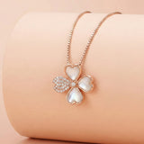 92.5 Rose Gold Mother of Pearl Clover Chain With Pendant Ivanah Silver
