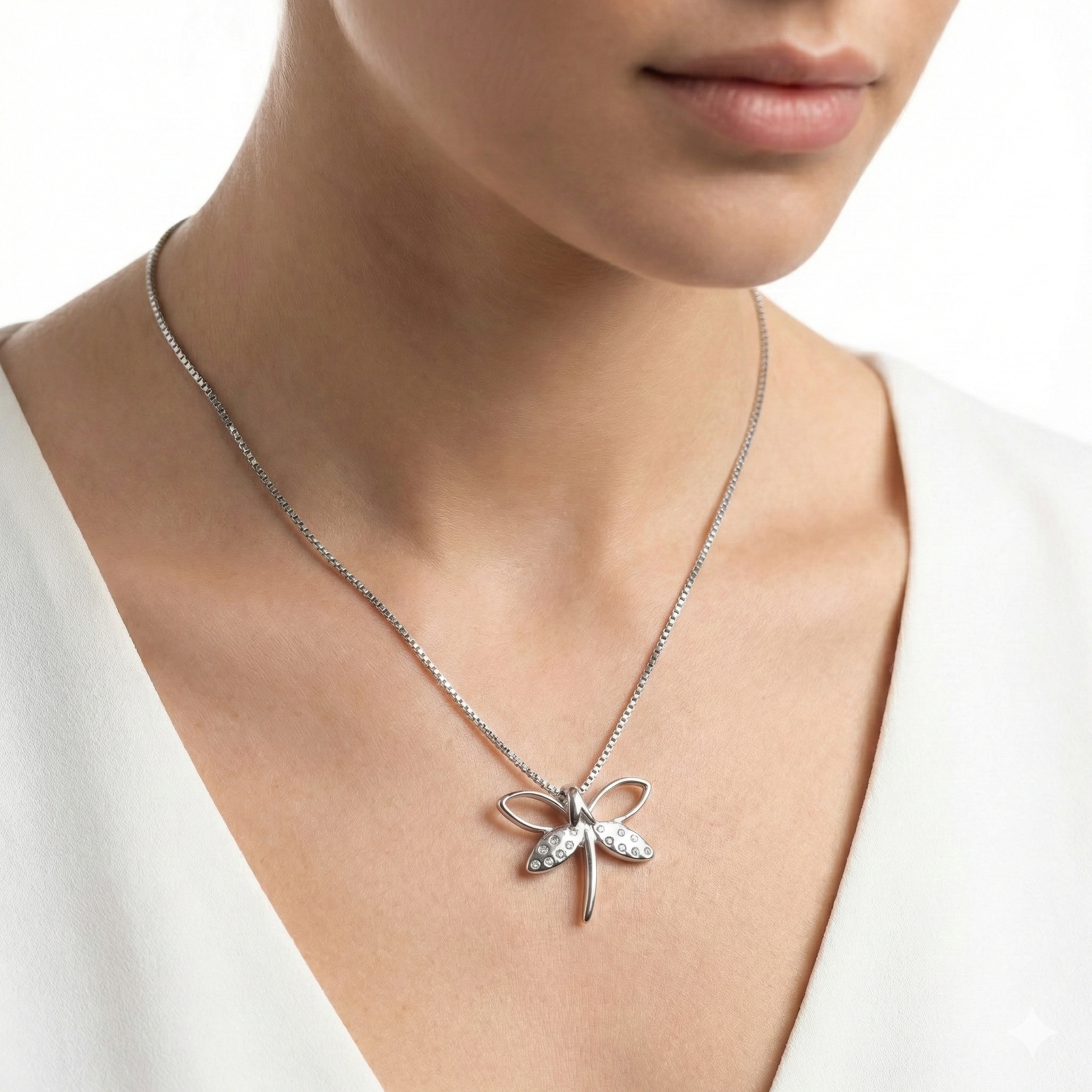 92.5 Silver Crystal Dragonfly  Chain with Pendant Ivanah Silver
