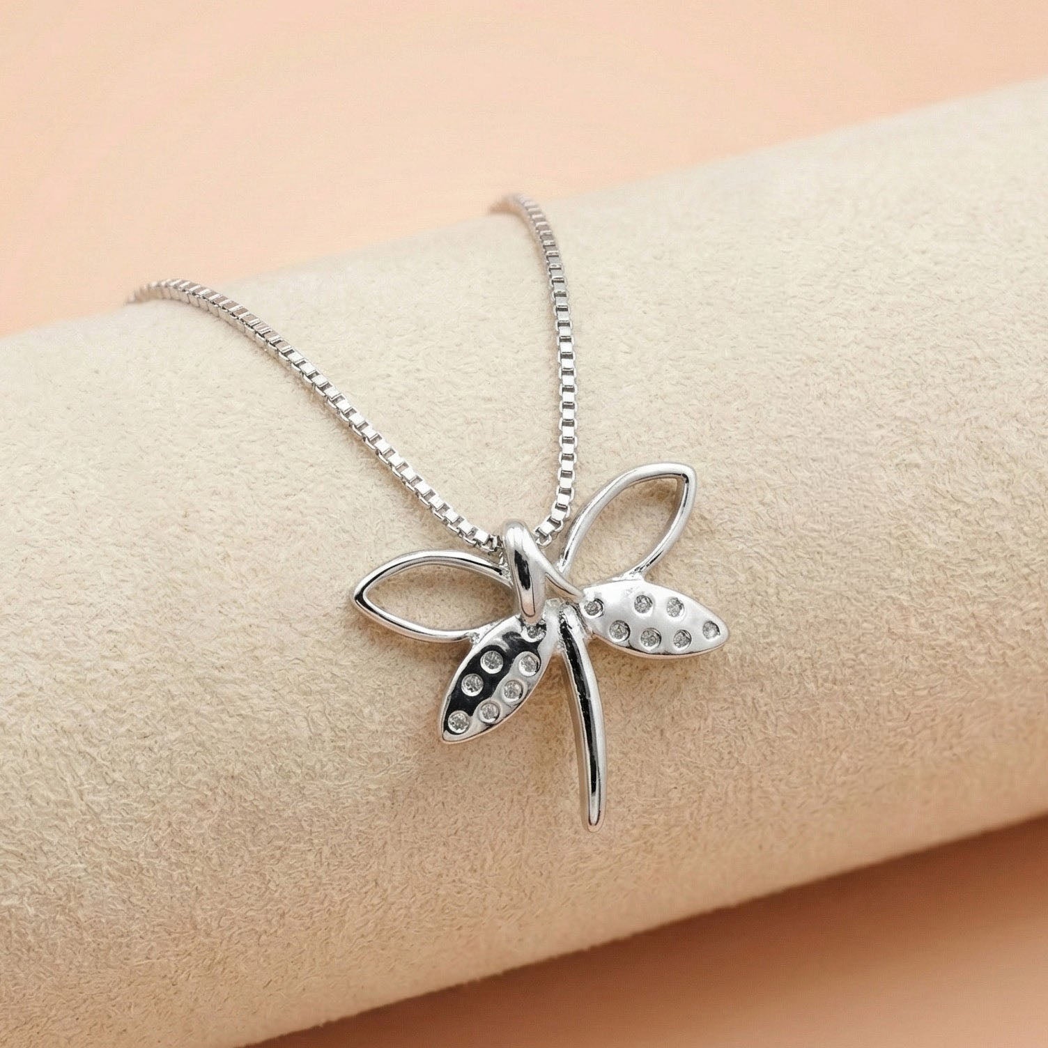 92.5 Silver Crystal Dragonfly  Chain with Pendant Ivanah Silver