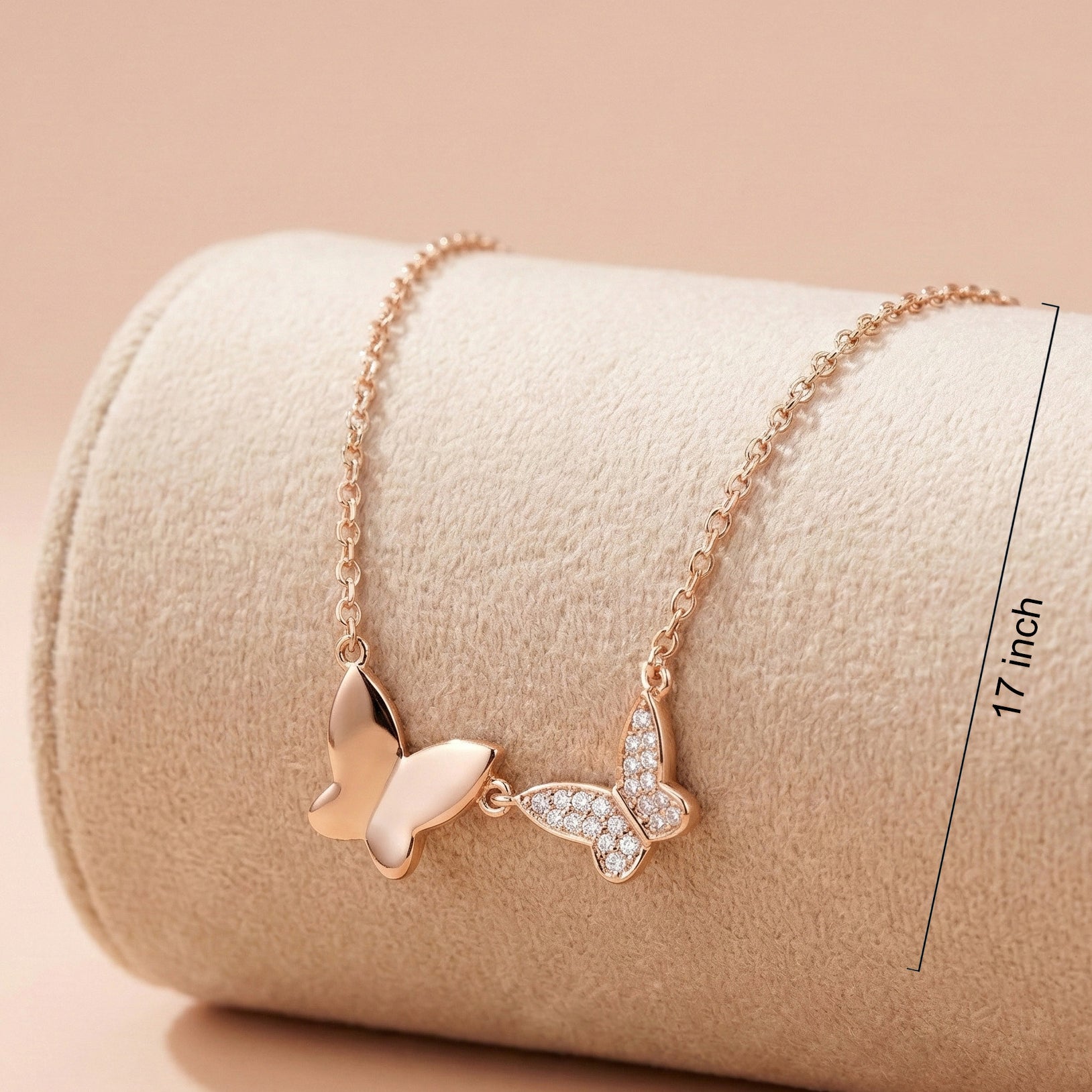 Rose Gold Plated Twin Butterfly Chain with Pendant Ivanah Silver