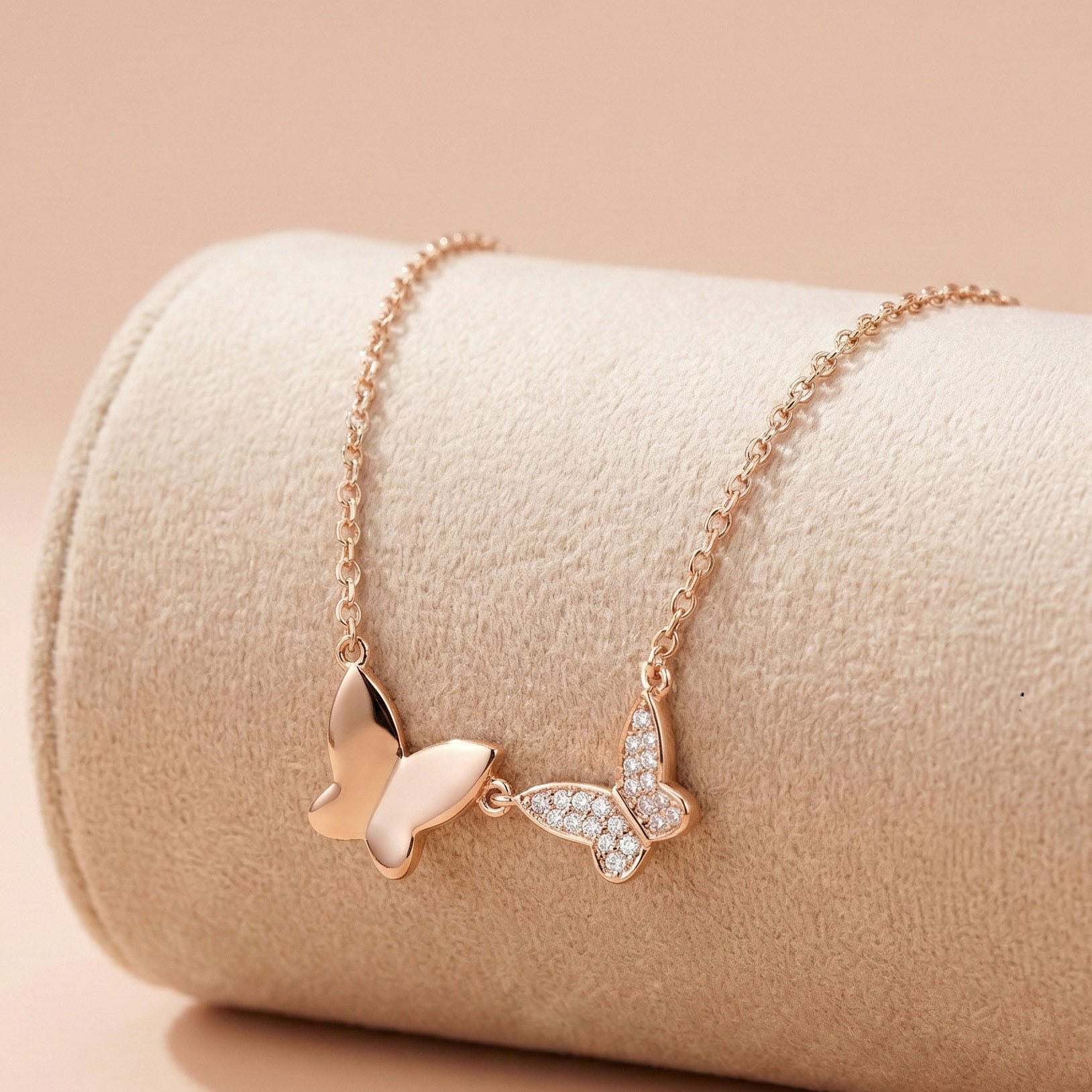 Rose Gold Plated Twin Butterfly Chain with Pendant Ivanah Silver