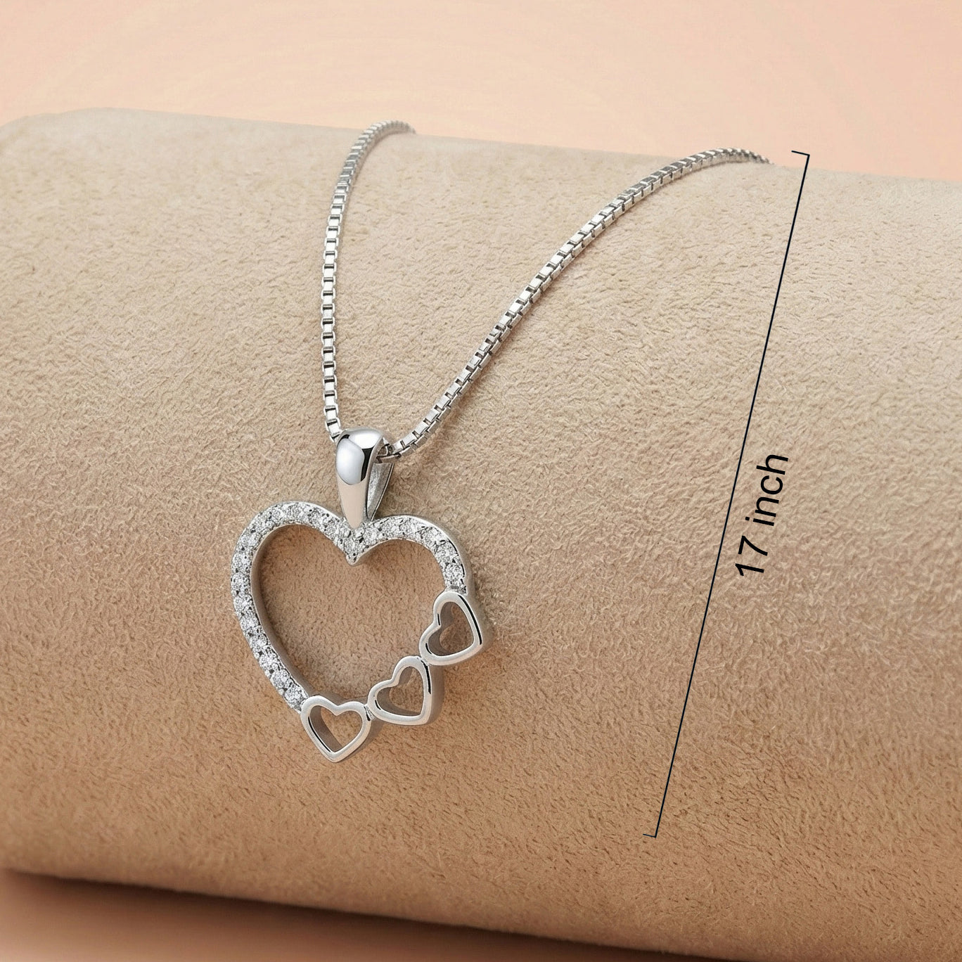 92.5 Silver Sparkling Multi-Heart Chain with Pendant Ivanah Silver