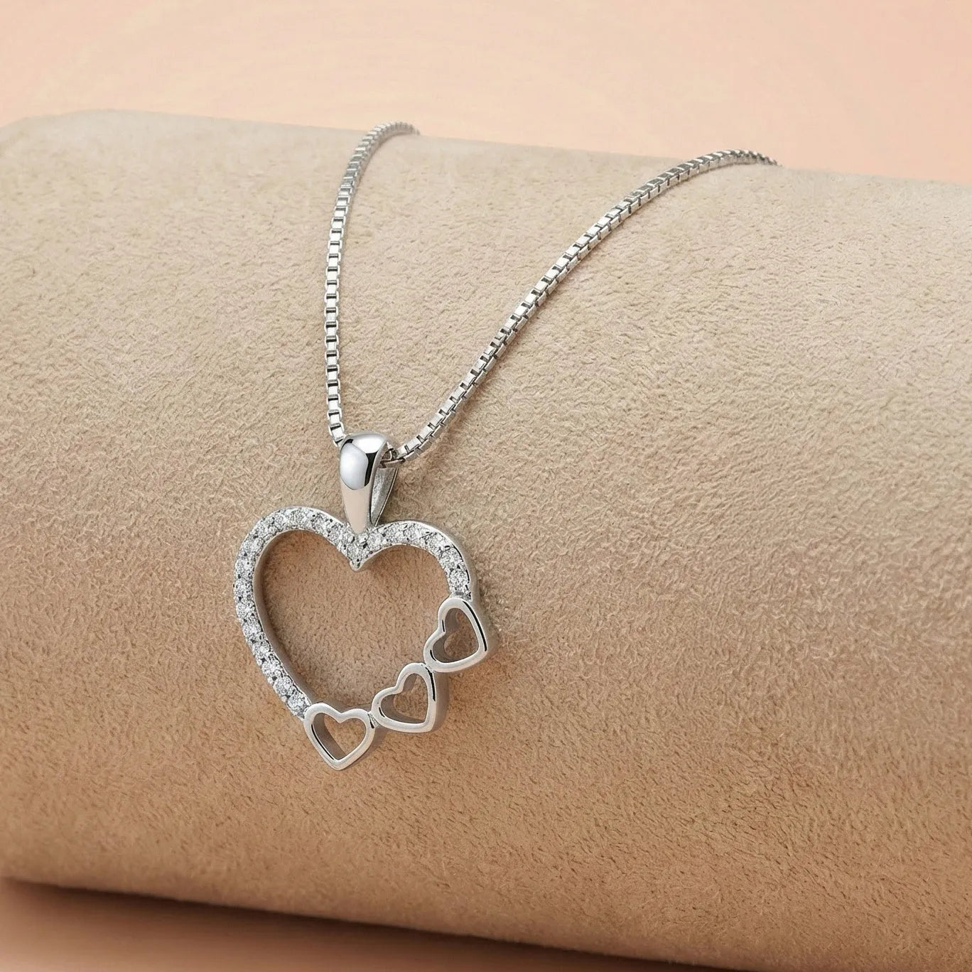 92.5 Silver Sparkling Multi-Heart Chain with Pendant Ivanah Silver