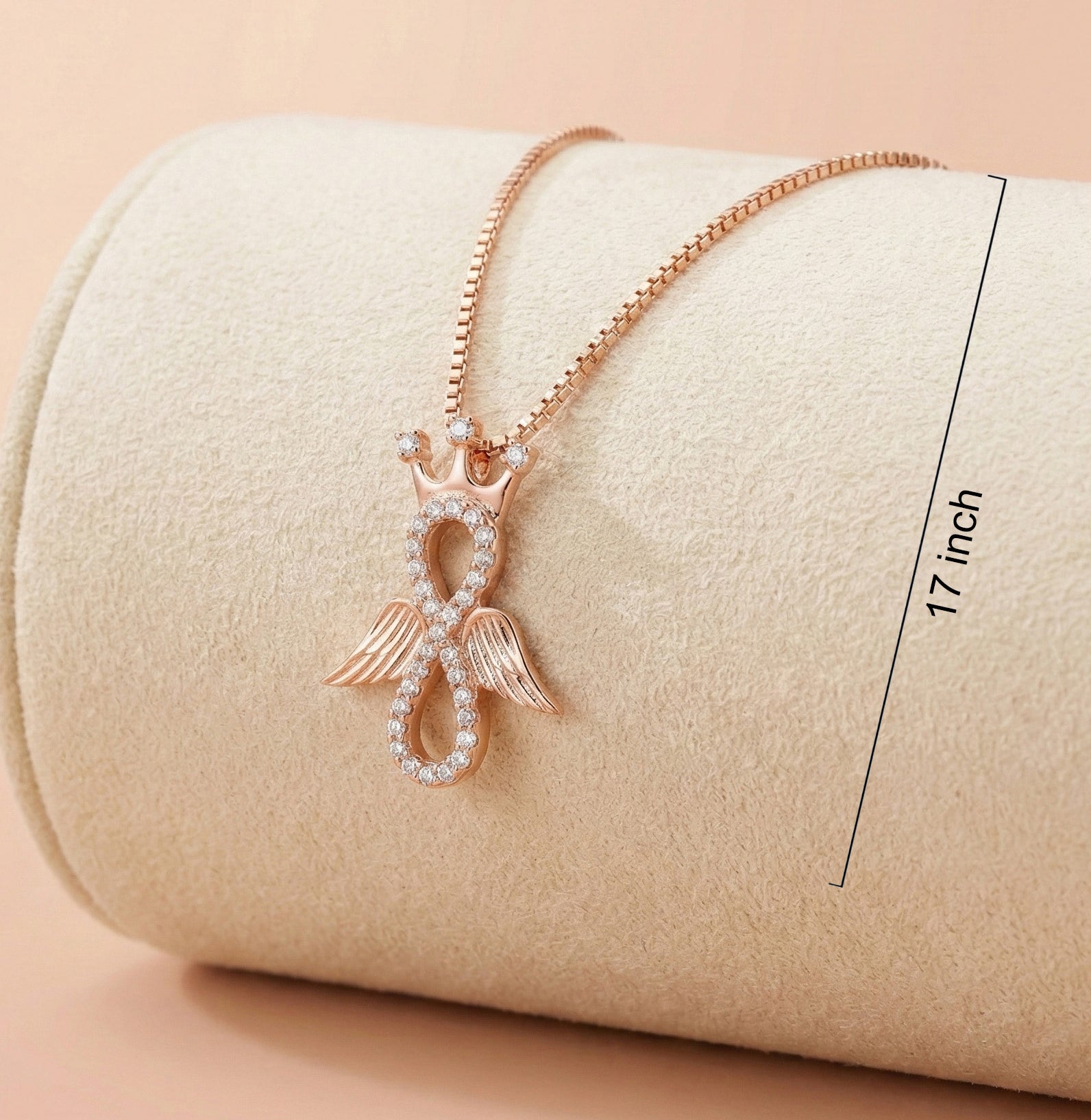 92.5 Rose Gold Crowned Infinity Wing Chain with Pendant Ivanah Silver
