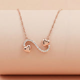 92.5 Rose Gold Infinity Hearts Chain with Pendant Ivanah Silver