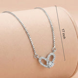92.5 Silver Sparkling Open Heart Chain with Pendant Ivanah Silver
