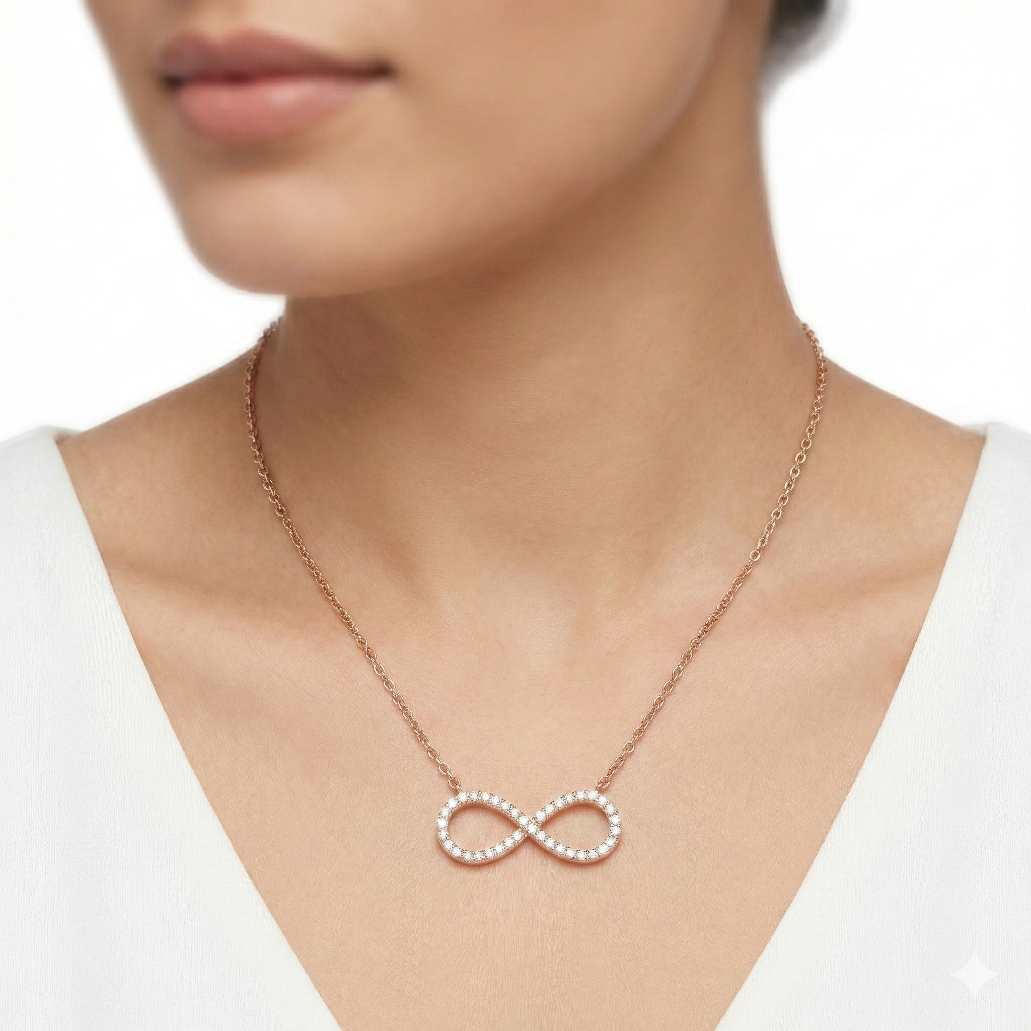 92.5 Rose Gold Sparkling Infinity Chain with Pendant Ivanah Silver
