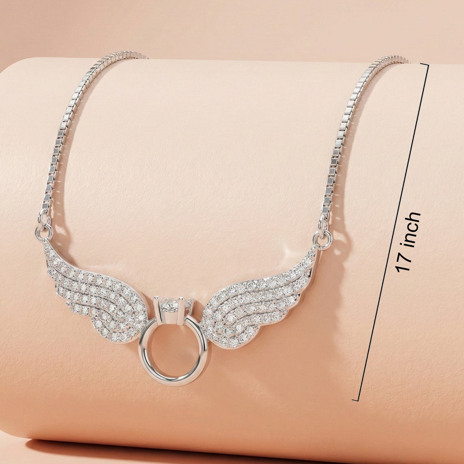 92.5 Silver Angel Wing Ring Chain with Pendant Ivanah Silver