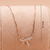 92.5 Silver Rose Gold Plated Sparkling Bow Pendant with chain Ivanah Silver