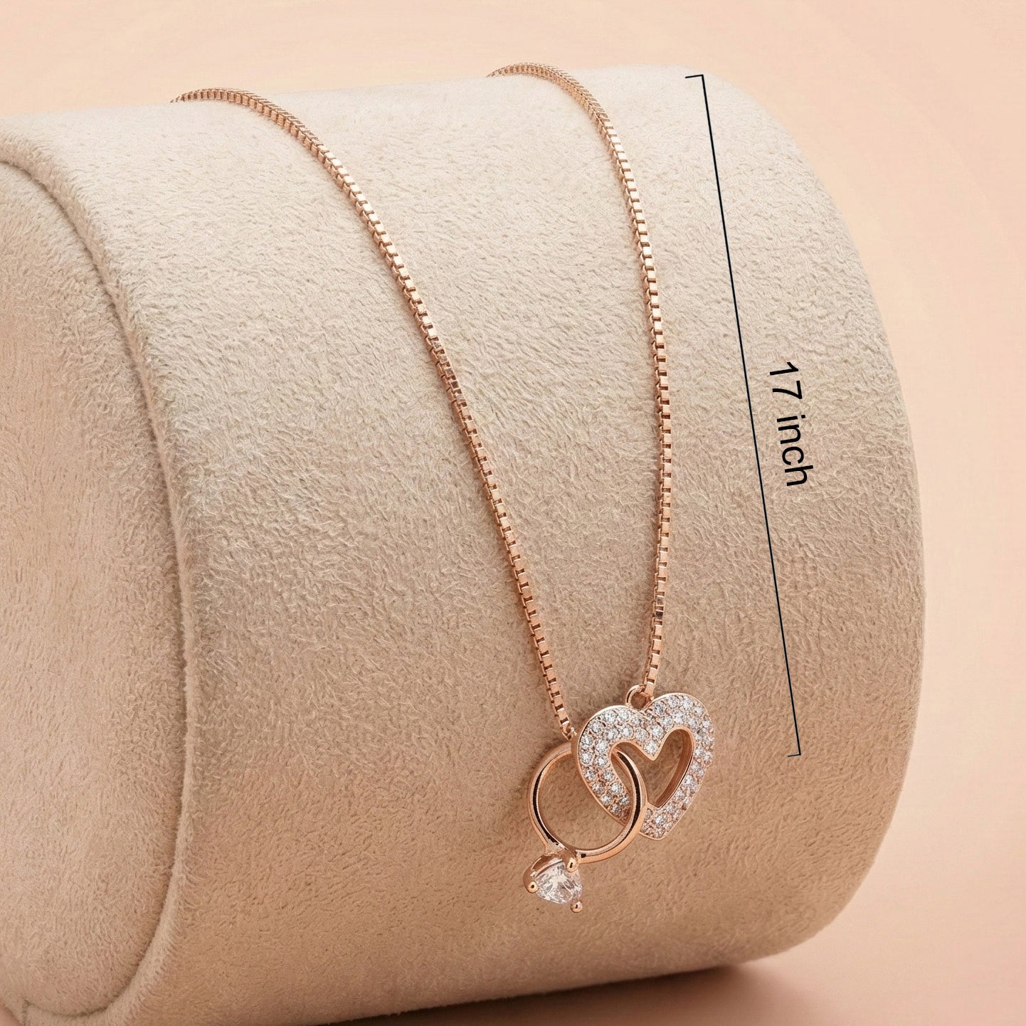 92.5 Interlocking Heart & Ring Chain with Pendant Ivanah Silver